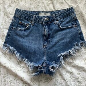 Top shop Moto Frayed Denim Shorts